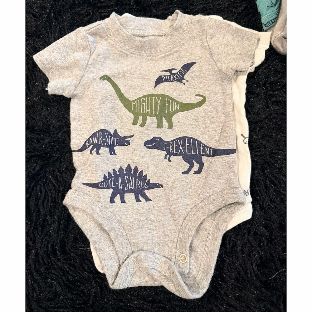 Carter's Baby Bodysuit Lot 3M 4-Pack Short Sleeve Onesies Dinosaur Print